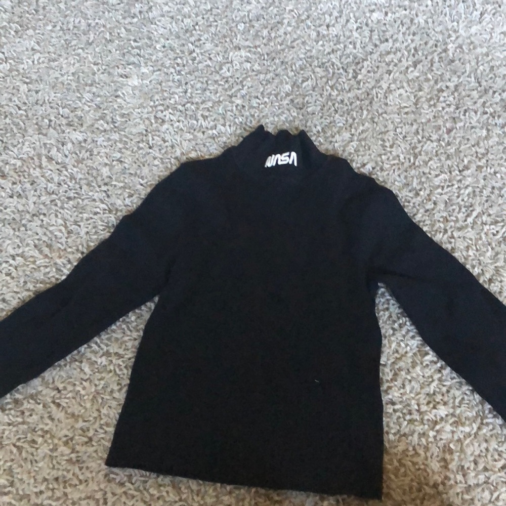 black nasa mock neck long sleeve